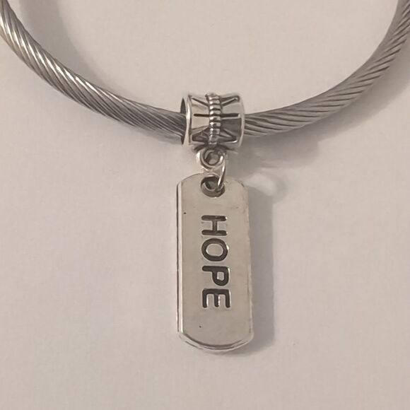 Silver Hope Dangle Charm for Pandora Style Bracelet - Picture 1 of 4